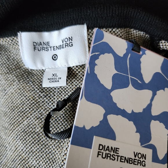 DVF Collared Sleeveless Vintage Weave Sweaterknit Wrap Dress NWT Sz XL - Picture 6 of 7